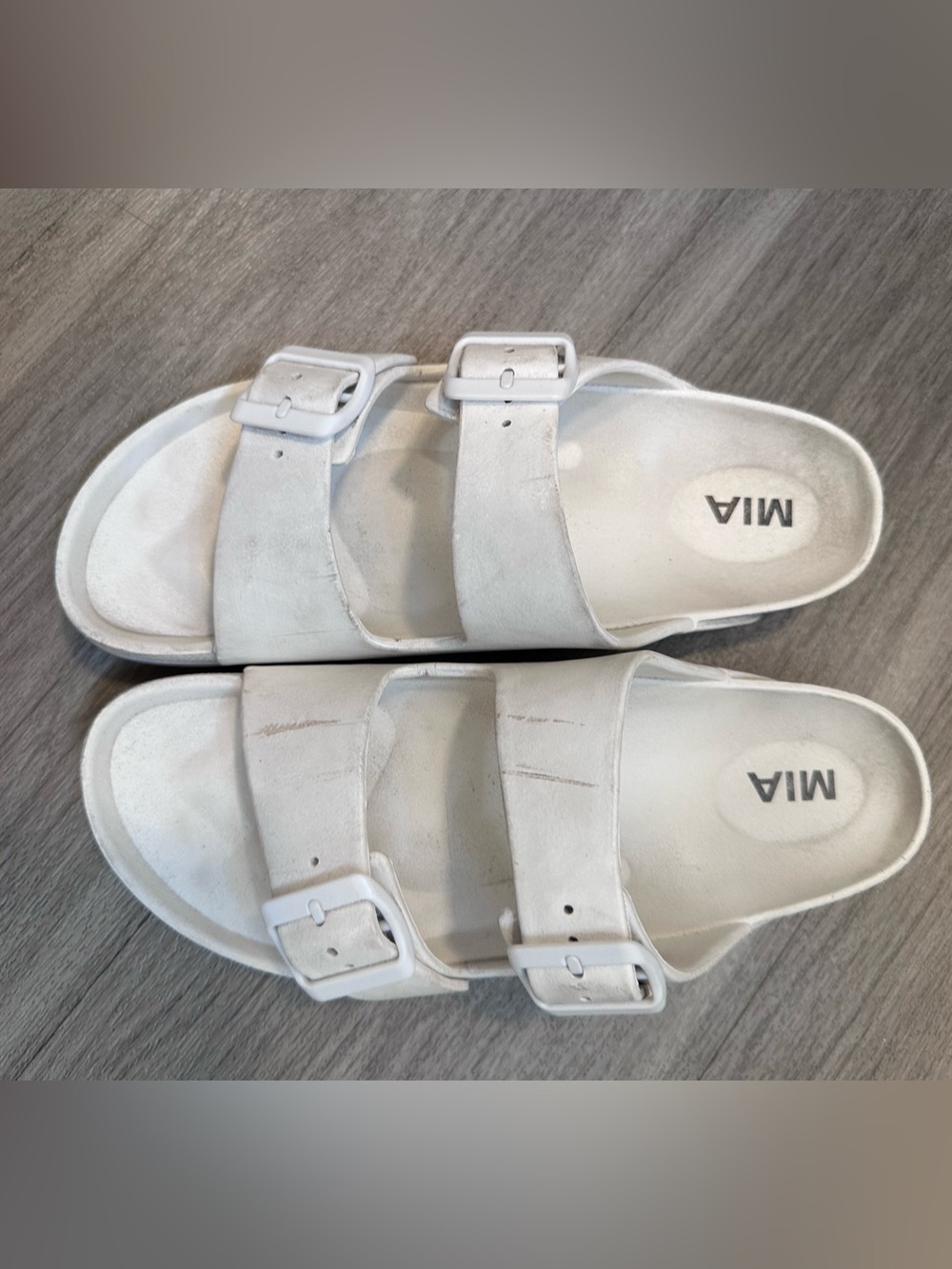 MIA White Double-Strap Buckle Slides